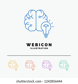 idea, business, brain, mind, bulb 5 Color Line Web Icon Template isolated on white. Vector illustration