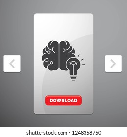 idea, business, brain, mind, bulb Glyph Icon in Carousal Pagination Slider Design & Red Download Button