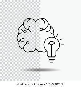 idea, business, brain, mind, bulb Line Icon on Transparent Background. Black Icon Vector Illustration