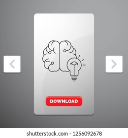 idea, business, brain, mind, bulb Line Icon in Carousal Pagination Slider Design & Red Download Button