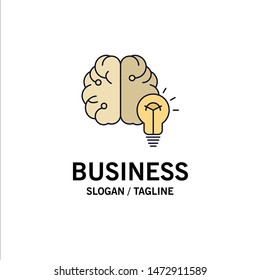 idea, business, brain, mind, bulb Flat Color Icon Vector