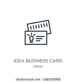 Icono de la tarjeta de visita Idea. Icono de esquema de tarjeta de presentación lineal de ideas delgadas aislado en fondo blanco de otra colección. Signo vectorial de línea, símbolo para web y móvil