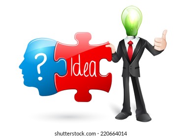 Idea business character with puzzle vector