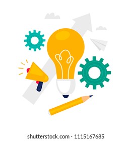 Idea, business. Flat style vector illustration