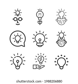 Idea, business line icon set. Creative. Light bulb. Electricity