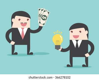 Idea business to make money. Flat design for business financial marketing banking real estate advertisement office property in minimal concept cartoon illustration.