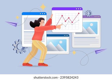 Idea of business strategy. social media profile on a smartphone. Increase your social media followers with successful marketing strategies. digital marketing campaign. Flat Cartoon Vector Illustration