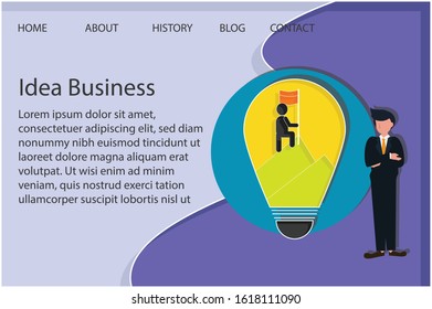 Idea business web page concept. Creative idea design. Flat vector illustration for template, brochure or presentation.