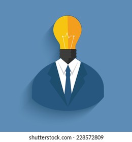 Idea businessman symbol on blue background,clean vector