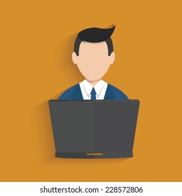 Idea businessman symbol on yellow background,clean vector