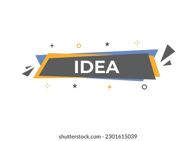 botón de idea. Burbuja de voz, idea de etiqueta de cartel