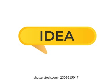 botón de idea. Burbuja de voz, idea de etiqueta de cartel