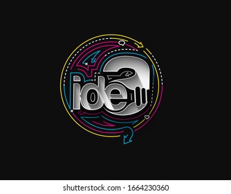 Idea Calligraphic 3d Style Text Creative idea poster vector illustration Design.