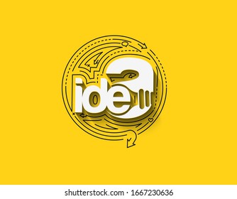 Idea Calligraphic 3d Style Text Creative idea poster vector illustration Design.