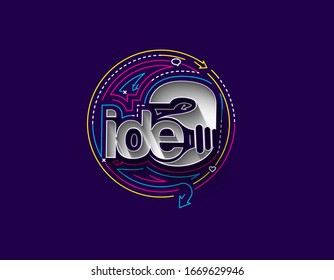 Idea Calligraphic 3d Estilo texto Creativo idea afiche ilustración vectorial Diseño.