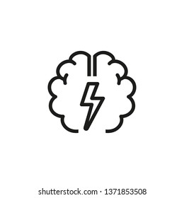 Idea charging line icon. Brain, power, energy. Brainstorming concept. Vector illustration can be used for topics like science, development, research