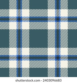 Idea Scheck Stoffhintergrund, orientalische Tartan Textur. Krease Muster Vektorgrafik nahtlos plattiert in türkisen und Leinenfarben.