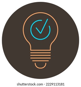 Esquema del icono de comprobación de ideas. Icono de dos colores en el fondo redondeado