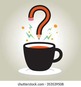 Idea from coffee cup with question mark