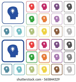 Idea color flat icons in rounded square frames. Thin and thick versions included.