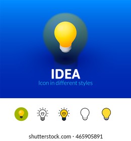 Idea color icon, vector symbol in flat, outline and isometric style isolated on blur background