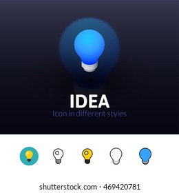 Idea color icon, vector symbol in flat, outline and isometric style isolated on blur background