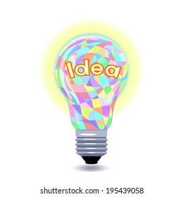 Idea as an colored lightbulb. Metaphor for ideas and inspiration.