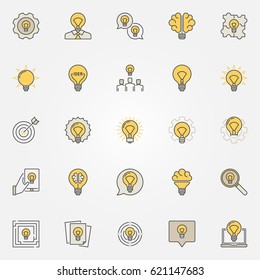 Idea colorful icons set - vector concepts and ideas creative symbols or design elements
