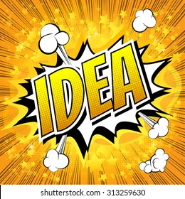 Idea - Comic book style word on abstract background.