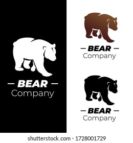 Idea for company. Vector illustration of bear for logo design. Vector bear wild, grizzly animal silhouette badge, mascot or logo.