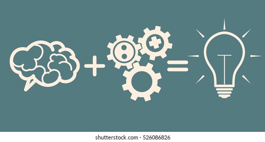 idea concept. brain + gears = idea