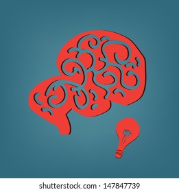 Idea concept with brain and light bulb