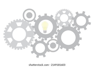 Idea concept. Bulb in machinery. vector