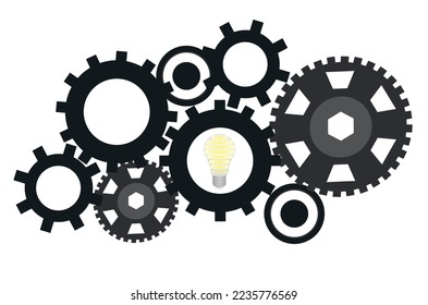 Idea concept. Bulb in machinery. vector