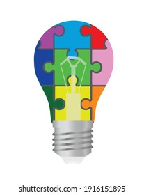 Idea concept. Bulb puzzle. vector