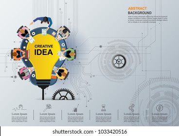 Idea concept for business analysis and brainstorm teamwork, creative innovation, consulting, financial report and project management strategy and accounting. Vector illustration.