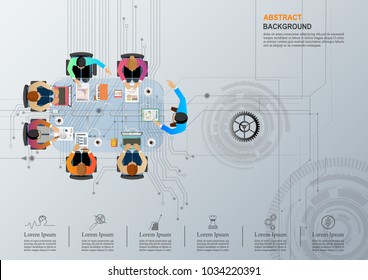 Idea concept for business analysis and brainstorm teamwork, creative innovation, consulting, financial report and project management strategy and accounting. Vector illustration.