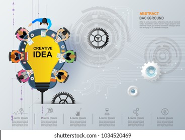 Idea concept for business analysis and brainstorm teamwork, creative innovation, consulting, financial report and project management strategy and accounting. Vector illustration.