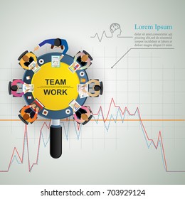 Idea concept for business analysis and brainstorm teamwork, creative innovation, consulting, financial report and project management strategy. Vector illustration.