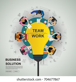 Idea concept for business analysis and brainstorm teamwork, creative innovation, consulting, financial report and project management strategy. Vector illustration.