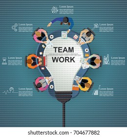 Idea concept for business analysis and brainstorm teamwork, creative innovation, consulting, financial report and project management strategy. Vector illustration.