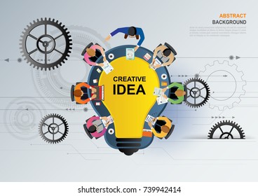 Idea concept for business analysis and brainstorm teamwork, creative innovation, consulting, financial report and project management strategy. Vector illustration.