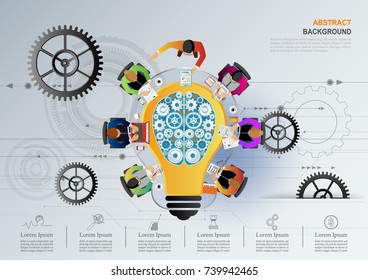 Idea concept for business analysis and brainstorm teamwork, creative innovation, consulting, financial report and project management strategy. Vector illustration.