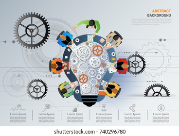 Idea concept for business analysis and brainstorm teamwork, creative innovation, consulting, financial report and project management strategy. Vector illustration.
