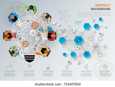 Idea concept for business analysis and brainstorm teamwork, creative innovation, consulting, financial report and project management strategy. Vector illustration.