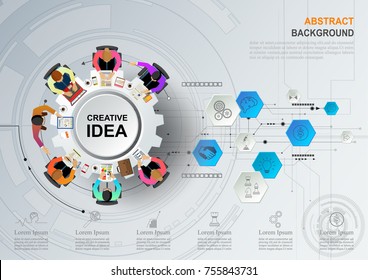 Idea concept for business analysis and brainstorm teamwork, creative innovation, consulting, financial report and project management strategy. Vector illustration.