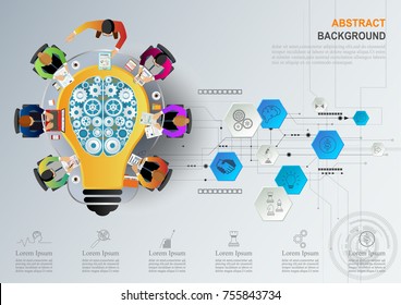 Idea Konzept für Business Analysis und Brainstorm Teamwork, kreative Innovation, Consulting, Finanzbericht und Projektmanagement Strategie.  Vektorgrafik.