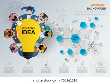 Idea concept for business analysis and brainstorm teamwork, creative innovation, consulting, financial report and project management strategy. Vector illustration.