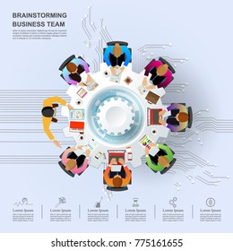 Idea concept for business analysis and brainstorm teamwork, creative innovation, consulting, financial report and project management strategy. Vector illustration.