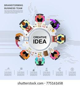 Idea concept for business analysis and brainstorm teamwork, creative innovation, consulting, financial report and project management strategy. Vector illustration.